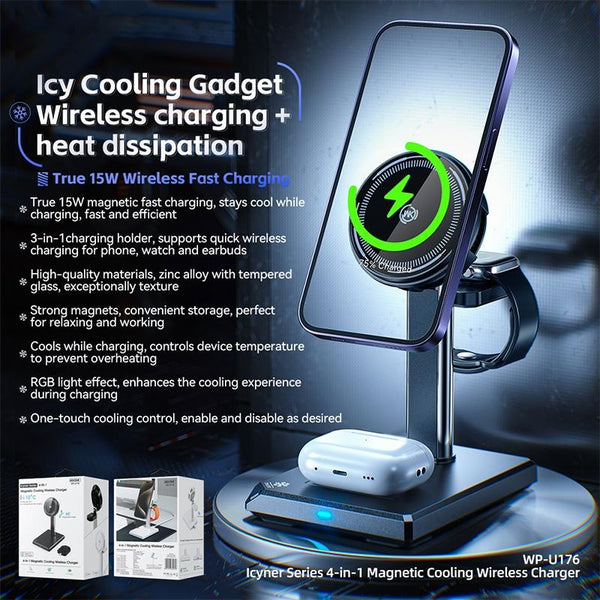 15W 4 In Magnetic Wireless Charger Stand White Chargers & Cradles