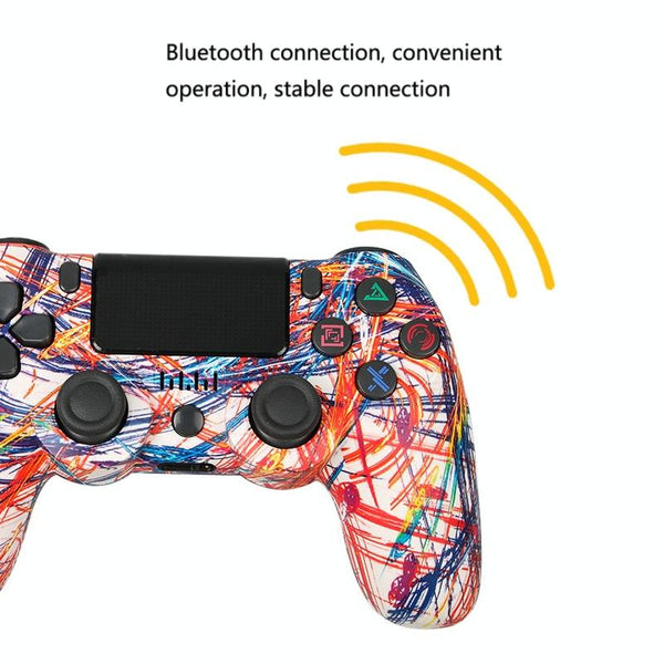 Wireless Bluetooth Game Controller For Ps4 With Dual Vibration And Light Strip Black Controllers & Attachments
