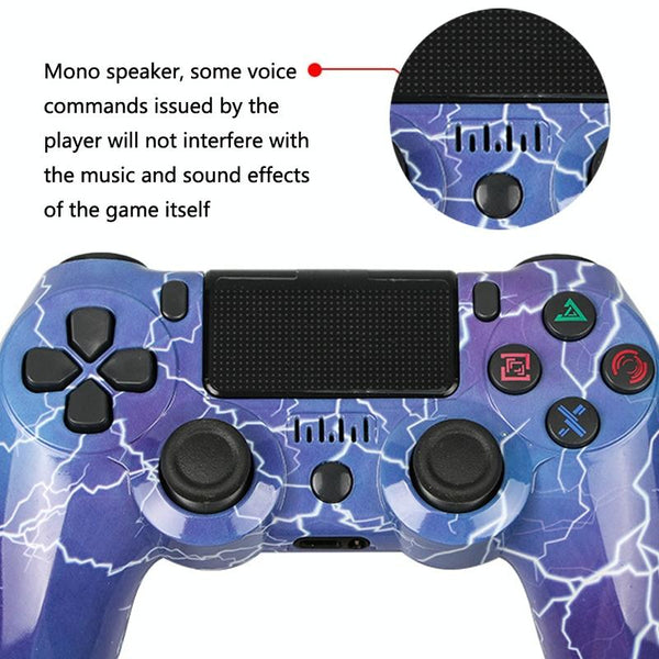 Wireless Bluetooth Game Controller For Ps4 With Dual Vibration And Light Strip Black Controllers & Attachments
