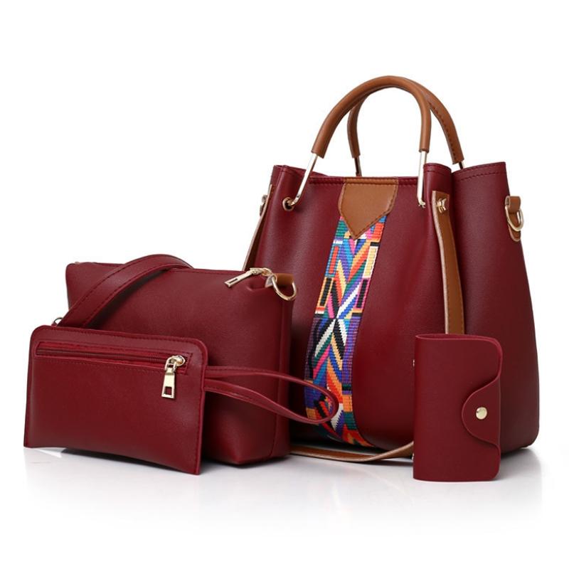 Versatile 4 In 1 Messenger Bag For Women Fashionable & Spacious Red Wine Women's Bags & Handbags