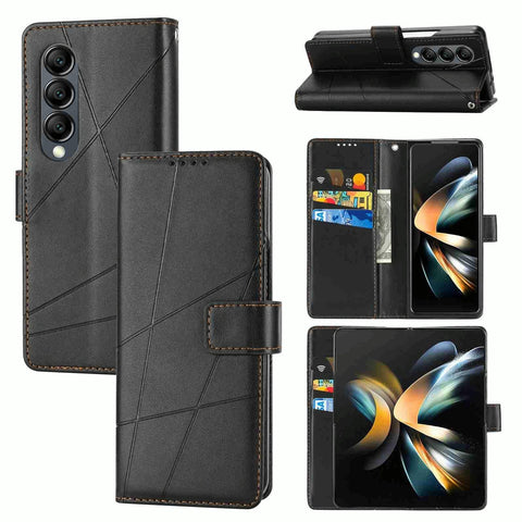 For Samsung Galaxy Z Fold4 5G Embossed Pu Leather Phone Case Black Cases Covers & Skins