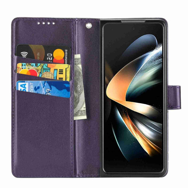 For Samsung Galaxy Z Fold4 5G Embossed Pu Leather Phone Case Black Cases Covers & Skins