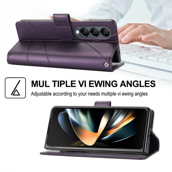 For Samsung Galaxy Z Fold4 5G Embossed Pu Leather Phone Case Black Cases Covers & Skins