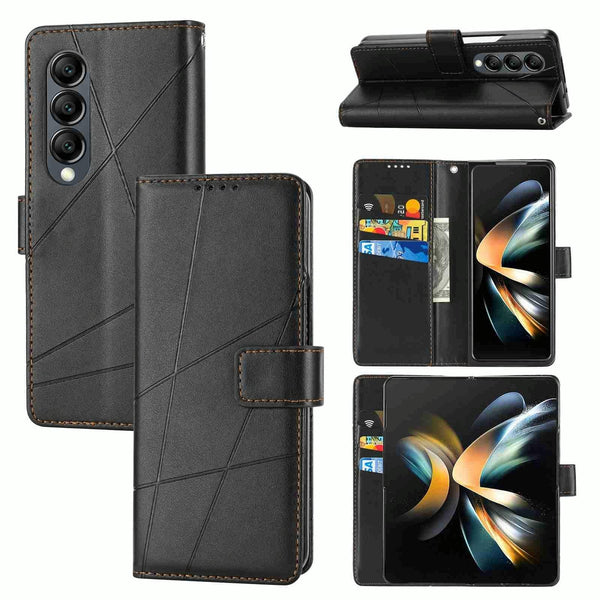 For Samsung Galaxy Z Fold4 5G Embossed Pu Leather Phone Case Black Cases Covers & Skins