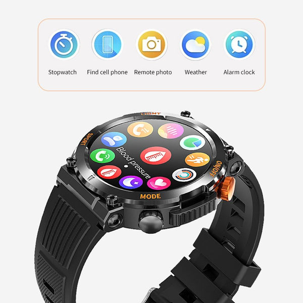 1.46 Inch Round Screen Bluetooth Smart Watch Support Health Monitoring & 100+ Sports Modes Black Smart Watches