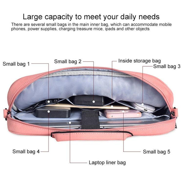 13.3 Inch Waterproof Anti Theft One Shoulder Handbag With Suitcase Belt Black Laptop Cases & Bags