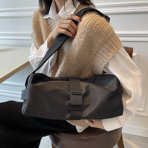 Travel & Fitness Crossbody Bag Waterproof Nylon Black Gym Bags