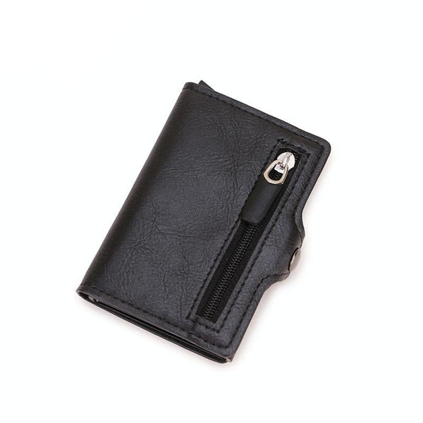 Multi Card Rfid Leather Holder With Metal Accent Gold Business Card Holders