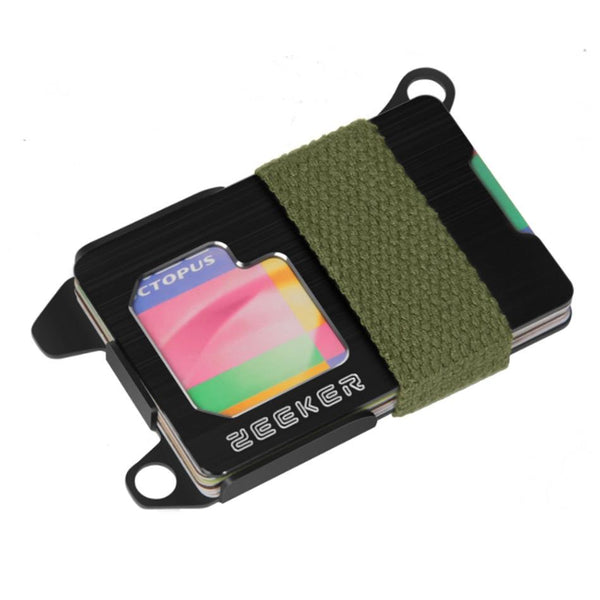 Rfid Metal Card Holder Compact Edc Wallet Green Cloth Belt Wallets