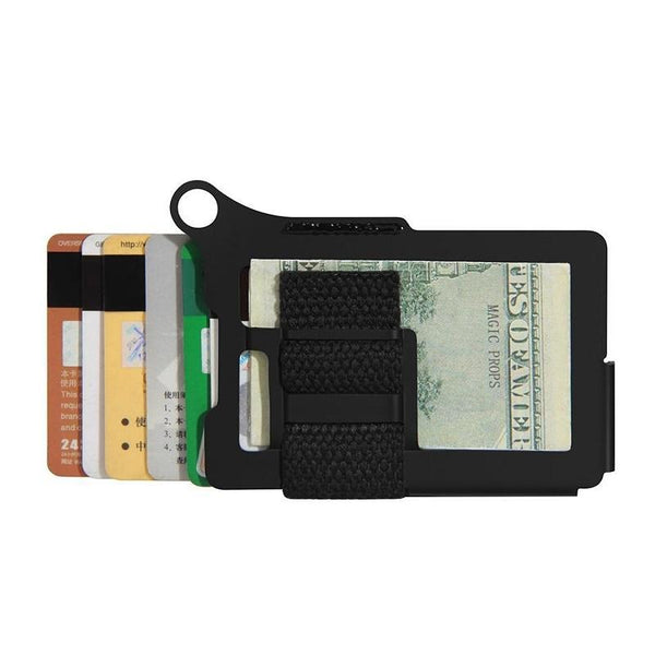 Rfid Metal Card Holder Compact Edc Wallet Green Cloth Belt Wallets