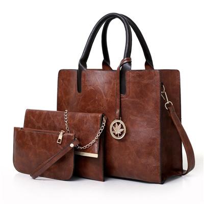 Versatile Leather Tote Bag For Women 3 In 1 Design Brown Women's Bags & Handbags