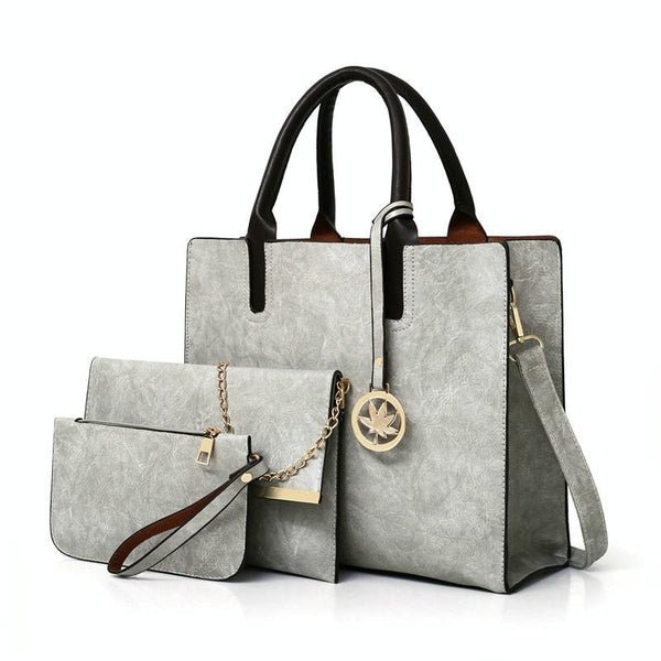 Versatile Leather Tote Bag For Women 3 In 1 Design Brown Women's Bags & Handbags