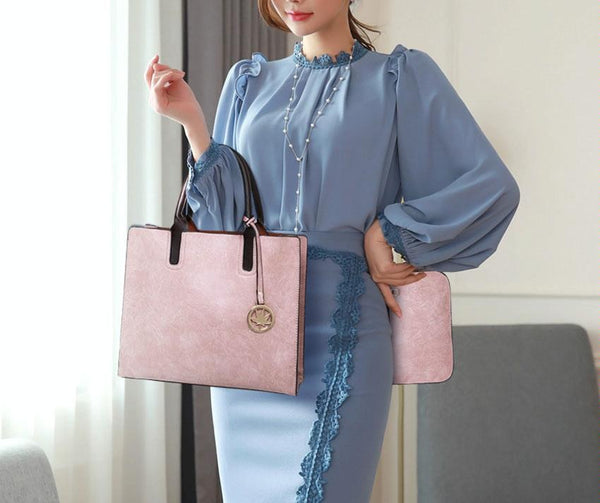 Versatile Leather Tote Bag For Women 3 In 1 Design Brown Women's Bags & Handbags