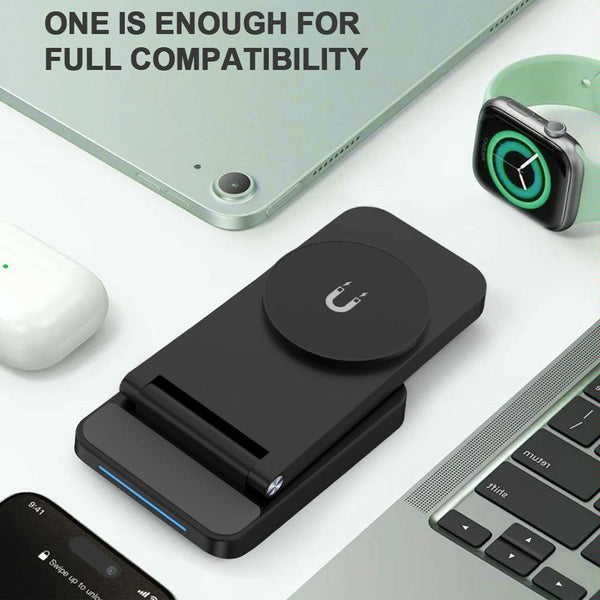 3 In 1 Magnetic Wireless Charger Stand White Chargers & Cradles