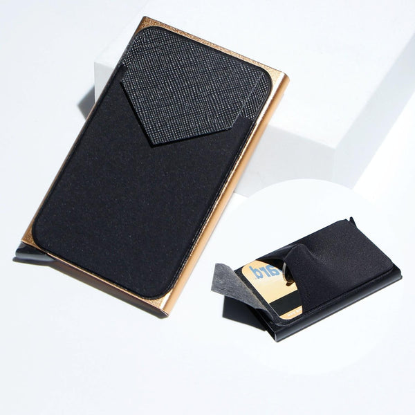 Compact Metal Card Holder With Rfid Protection Gold Business Card Holders