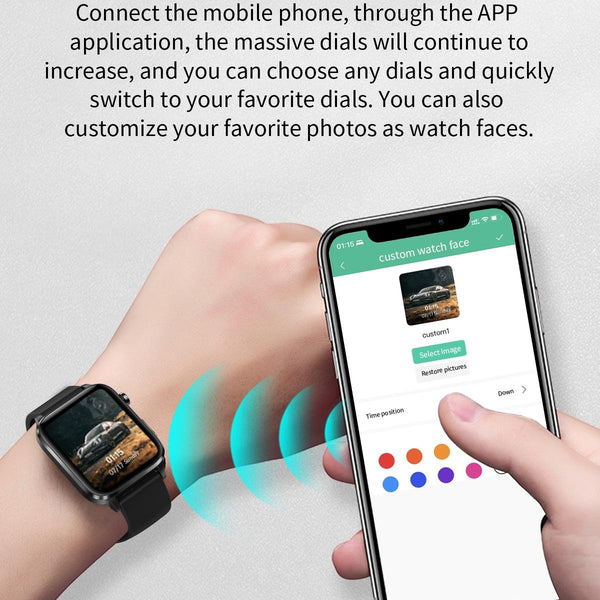 1.7 Inch Hd Square Screen Smartwatch With Leather Strap Temp & Spo2 Monitor Brown Smart Watches