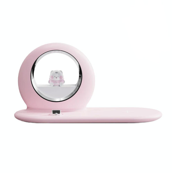 10W Cartoon Wireless Fast Charger With Night Light Pink Chargers & Cradles