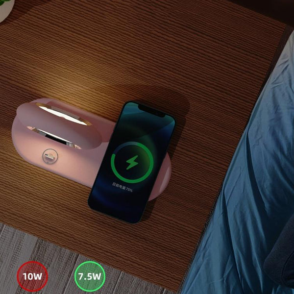 10W Cartoon Wireless Fast Charger With Night Light Pink Chargers & Cradles