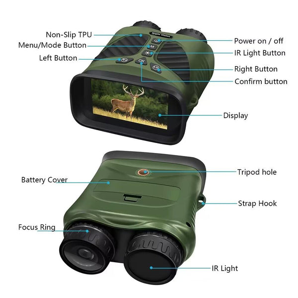 3 Ips Screen Digital Night Vision Binoculars With Display Green Binoculars & Monoculars