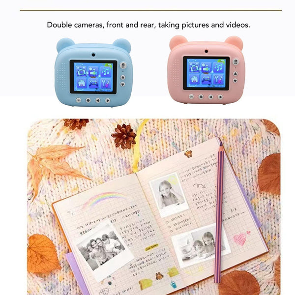 Instant Print Camera For Kids With Dual Lens And 2.4 Inch Screen_Blue Digital Cameras