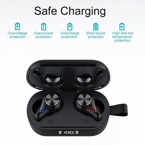 Waterproof T8 Wireless Bluetooth With Led Display Cloth Earbuds