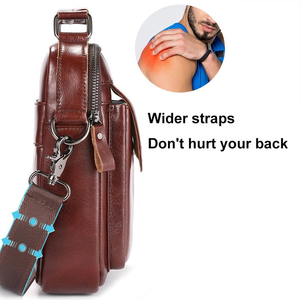 Large Capacity Retro Cowhide Crossbody Bag Coffee Bags