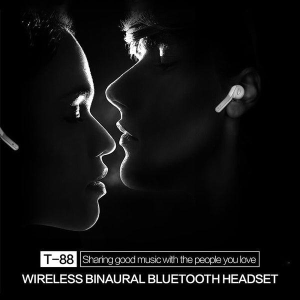 T88 Mini Touch Control Hifi Wireless Bluetooth Earphones Tws With Charger Box White Earbuds