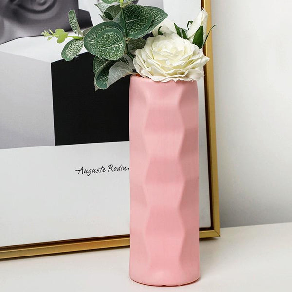 Wave Drop Proof Imitation Porcelain Vase Simple Home Decor Pink Vases