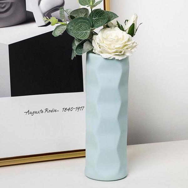 Wave Drop Proof Imitation Porcelain Vase Simple Home Decor Pink Vases