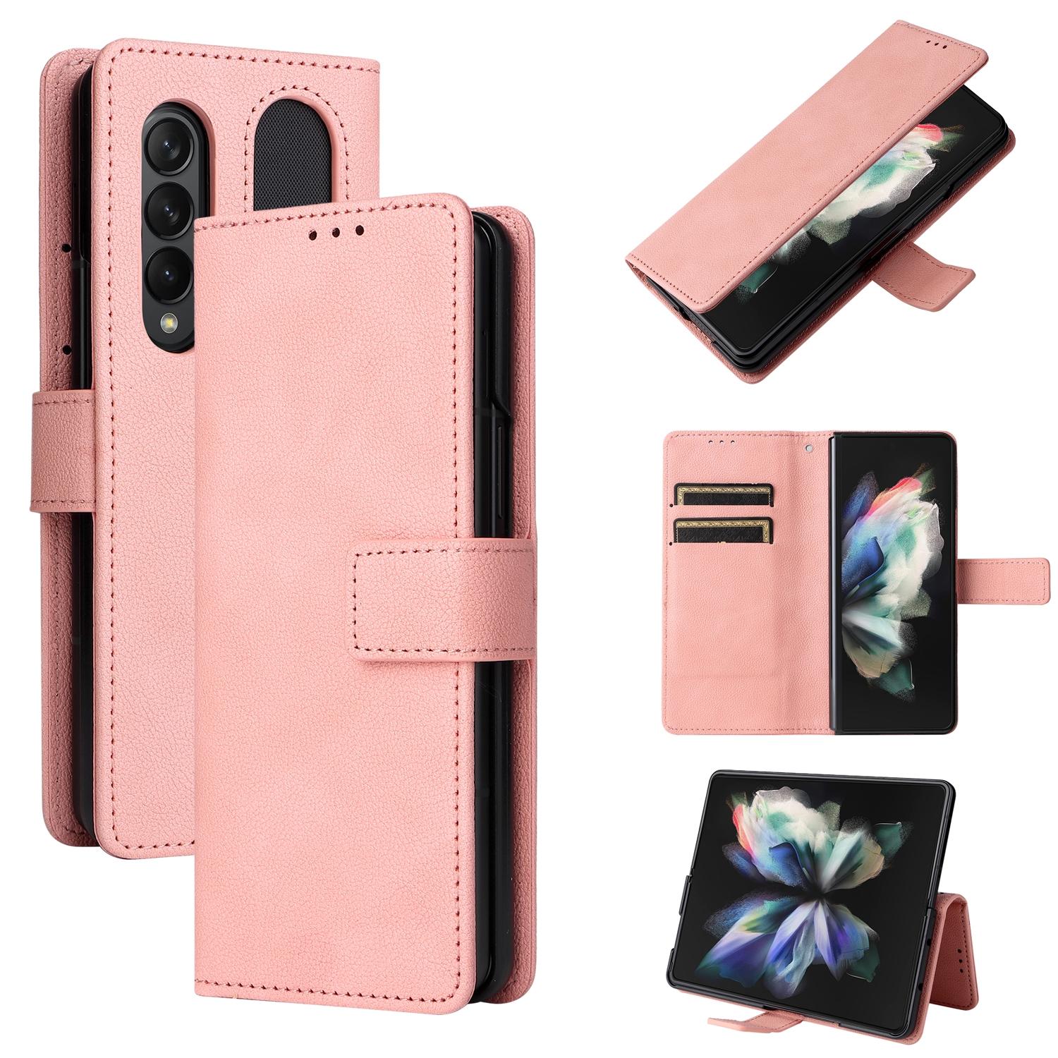 For Samsung Galaxy Z Fold4 5G Leather Flip Case With Pen Slot Pink Cases Covers & Skins