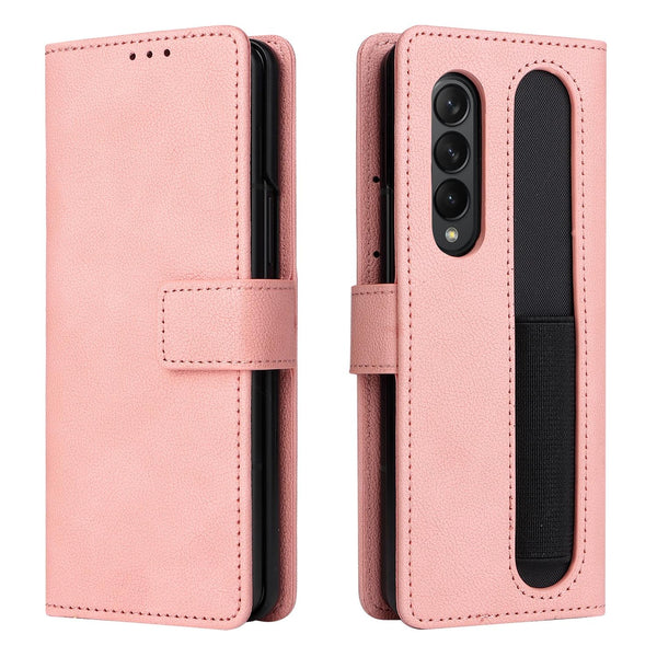 For Samsung Galaxy Z Fold4 5G Leather Flip Case With Pen Slot Pink Cases Covers & Skins