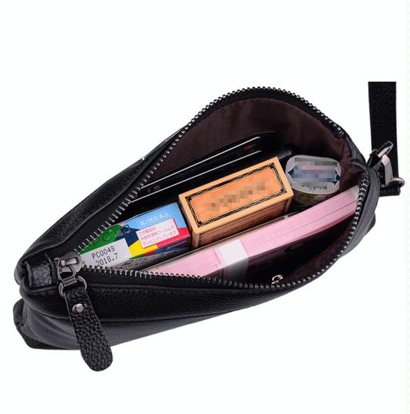 Large Capacity Casual Clutch Wallet With Zipper Closure Brown Wallets