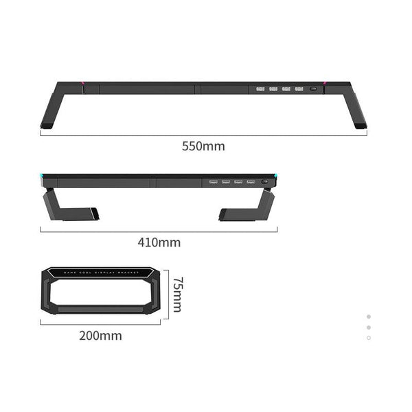 Foldable Laptop Stand With Rgb Lighting & Usb Expansion Monitor Rack Obsidian Black Stands Holders & Car Mounts