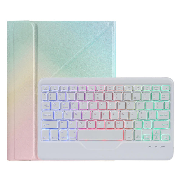 Bluetooth Keyboard Leather Case For Ipad 9.7 Triangle Holder & Pen Slot Gradient Rainbow Keyboards