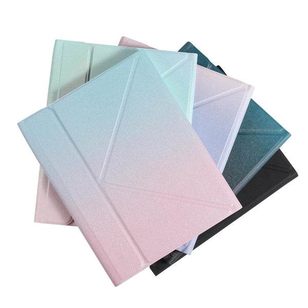 Bluetooth Keyboard Leather Case For Ipad 9.7 Triangle Holder & Pen Slot Gradient Rainbow Keyboards