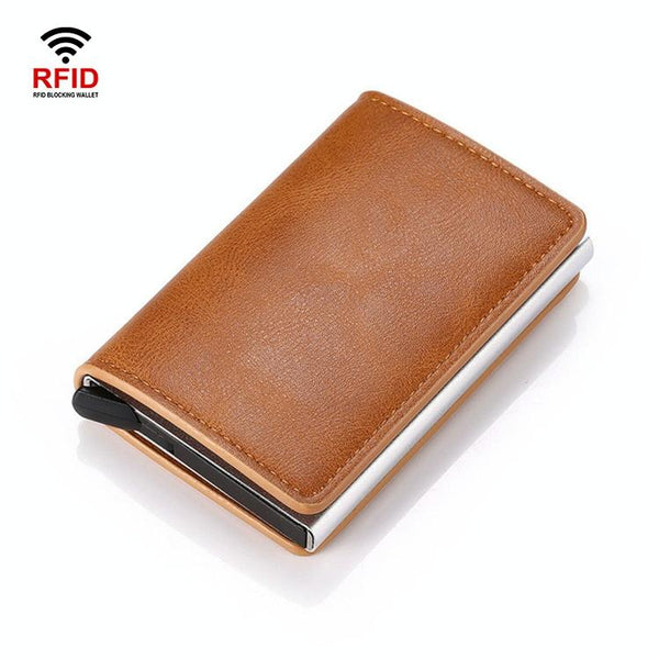 Automatic Rfid Blocking Card Holder With Coin Pocket Blue Wallets