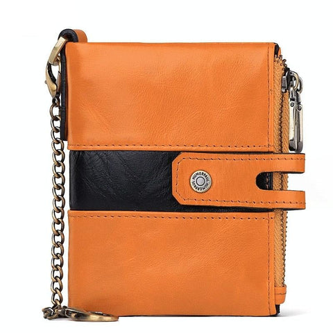 Men's Retro Coin Purse With Rfid Protection Orange Wallets