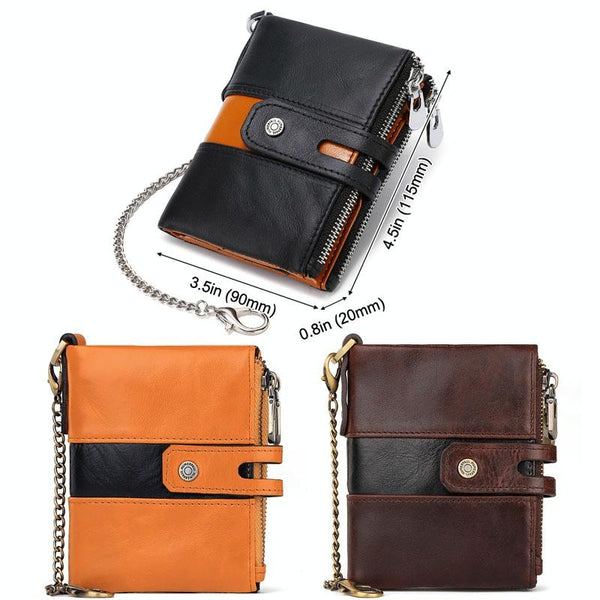 Men's Retro Coin Purse With Rfid Protection Orange Wallets