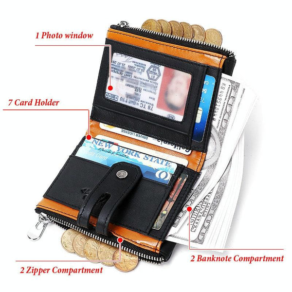 Men's Retro Coin Purse With Rfid Protection Orange Wallets