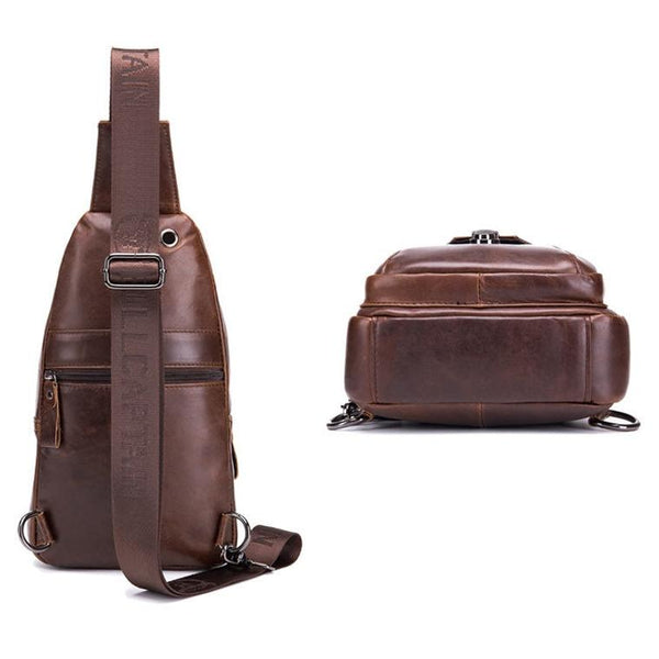 Men Leather Multi Function Shoulder Bag Brown Bags