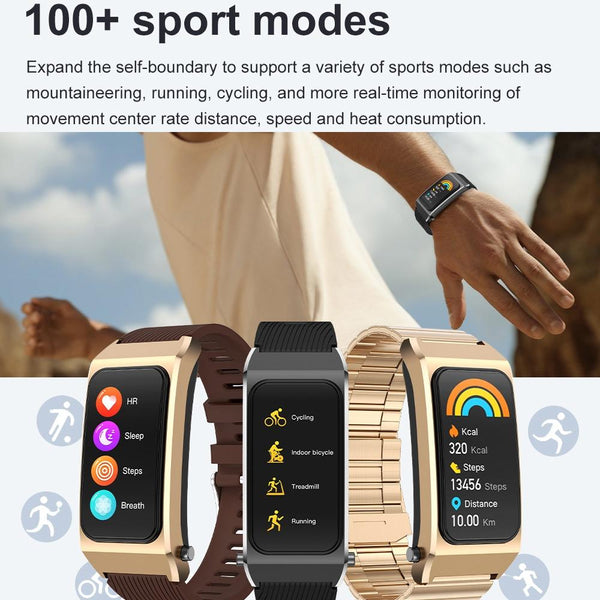 1.98 Inch 2 Bluetooth Earphone Smart Watch With Ecg & Nfc Support Brown Smart Watches