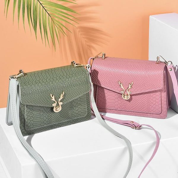 Stylish Crocodile Leather Crossbody Phone Bag Green Women's Bags & Handbags