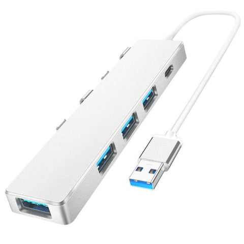 Usb 3.0 Type C + 4 Port Hub For Laptop Expansion Silver Usb Cables Hubs & Adapters