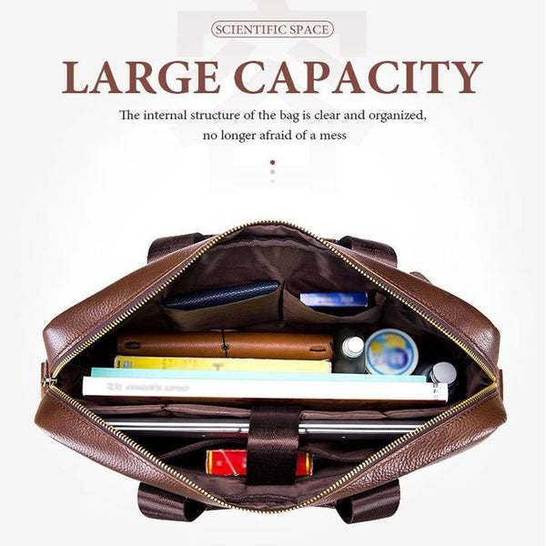 Large Capacity Retro Cowhide Briefcase Brown Duffle Bags