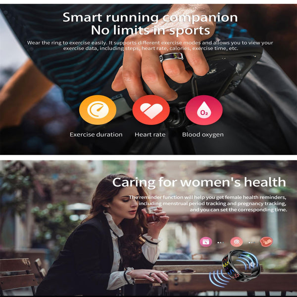 Smart Ring Heart Rate Blood Oxygen Sleep Sports Size 11 Gold Activity Trackers