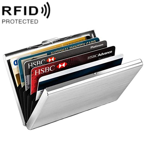 Secure Aluminum Business Card Holder Rfid Protected Silver Business Card Holders