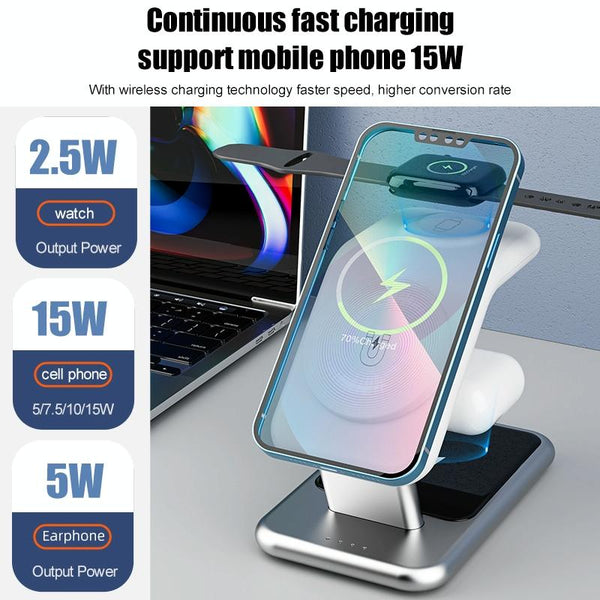 15W 3 In Magnetic Wireless Charger Black Chargers & Cradles