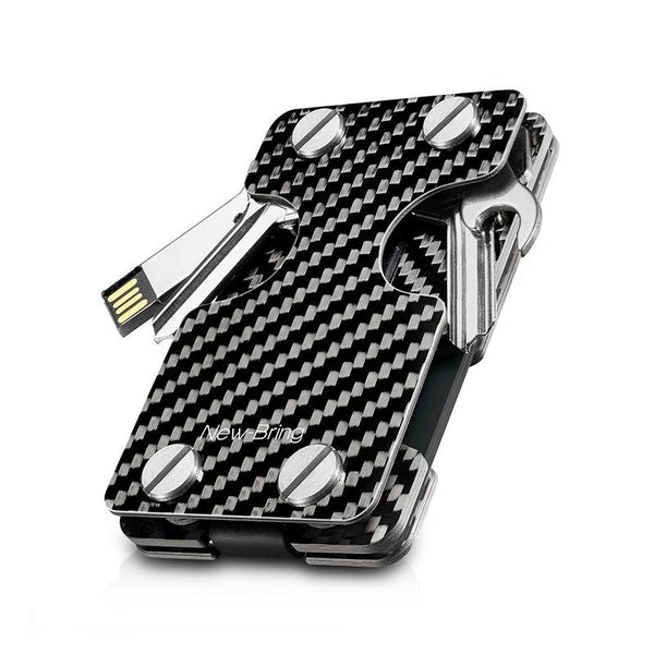 Multifunctional Edc Wallet For Keys & U Disk New Bring Metal Card Holder Carbon Fiber Wallets