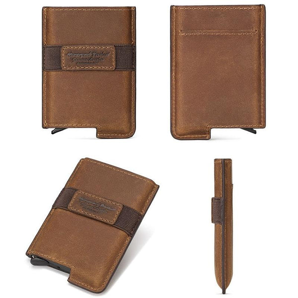 Leather Rfid Credit Card Holder Secure & Stylish Dark Brown Business Card Holders