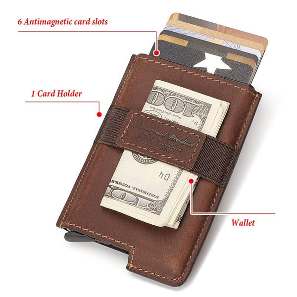 Leather Rfid Credit Card Holder Secure & Stylish Dark Brown Business Card Holders